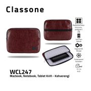 Classone WCL247 13-14" Macbook, Notebook, Tablet Kılıfı-Kahverengi