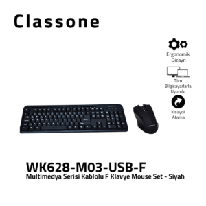 Kablolu F Klavye Mouse Set