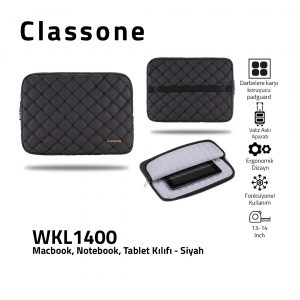 Classone WKL1400 13-14" MacBook, Notebook, Tablet-Hülle - Schwarz