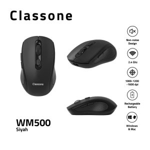 Classone WM500 2,4 GHz wiederaufladbare kabellose Maus – Schwarz