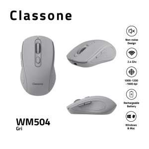 Classone WM504 2,4 GHz wiederaufladbare kabellose Maus – Grau