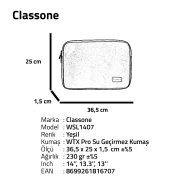 Classone WSL1407 Livorno Serisi 13-14 inch uyumlu Mac Air , Macbook , Laptopt  Kılıfı-Yeşil