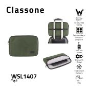 Classone WSL1407 Livorno Serisi 13-14 inch uyumlu Mac Air , Macbook , Laptopt  Kılıfı-Yeşil