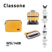 Classone Livorno Serisi WSL1408 13-14 inch uyumlu Macbook ,Mac Air, Laptop Kılıfı-Sarı