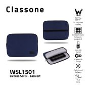 Classone Livorno Serisi WSL1501 15.6 inch uyumlu WTXpro Su Geçirmez Kumaş Macbook, Laptop , Notebook Taşıma Çantası-Lacivert