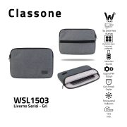 Classone Livorno Serisi WSL1503 15.6 inch uyumlu WTXpro Su Geçirmez Kumaş Macbook, Laptop , Notebook Taşıma Çantası-Gri
