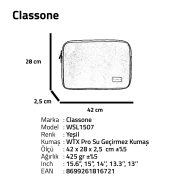 Classone Livorno Serisi WSL1507 15.6 inch uyumlu Macbook, Laptop , Notebook Taşıma Çantası-Yeşil