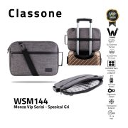 Classone Monza VIP Serisi,13-14 inch Uyumlu WSM144 WTXpro Su Geçirmez Kumaş, Su Geçirmez Fermuar Macbook,Macbook Air Laptop , Notebook  Çantası- Spesical Gri