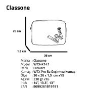 Classone WTX-K141 13, 14 inch WTXpro Serisi Su Geçirmez Kumaş, Macbook,Mac Air,Laptop Kılıfı - Lacivert