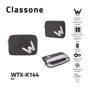 Classone WTX-K144 13, 14 inch WTXpro Serisi Su Geçirmez Kumaş, Macbook,Mac Air,Laptop Kılıfı - Gri