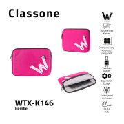 Classone WTX-K146 13, 14 inch WTXpro Serisi Su Geçirmez Kumaş, Macbook,Mac Air,Laptop Kılıfı - Pembe