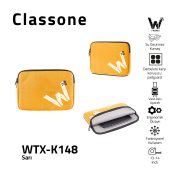 Classone WTX-K148 13, 14 inch WTXpro Serisi Su Geçirmez Kumaş, Macbook,Mac Air,Laptop Kılıfı- Sarı