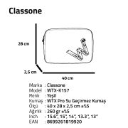 Classone WTX-K157 15.6 ,16 inch WTXpro Serisi Su Geçirmez Kumaş, Macbook,Mac Air,Laptop Kılıfı - Yeşil