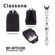 Classone BP-WTX200 Pro 15.6 inch ,  Su Geçirmez Kumaş ve Su Geçirmez fermuar Notebook, Laptop Macbook  Sırt Çantası -Siyah