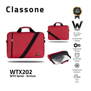 Classone WTX202 WTXpro-Serie, wasserdichter Stoff, 15,6 Zoll, kompatibles MacBook, Laptop, Notebook-Handtasche – Rot