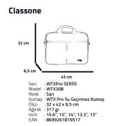 Classone WTX308 WTXpro Serisi 15.6 inch Uyumlu Su Geçirmez Kumaş Macbook, Laptop , Notebook El Çantası- Sarı