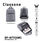 Classone WTX508G Pro 15.6 inch uyumlu WTXpro Su Geçirmez Kumaş, Su Geçirmez Fermuar, Macbook , Laptop , Notebook  Sırt  Çantası –Gri