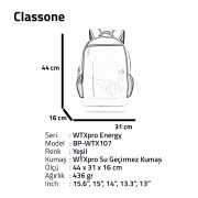 Classone WTXpro Energy Serisi BP-WTX107 15.6 inch Uyumlu Macbook, Laptop, Notebook Sırt Çantası - Yeşil