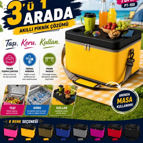 Classone 3in1 Serisi  PT-100 Termal Taşıma Çantası ve Piknik Masası, 30L
