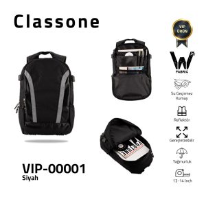 Classone VIP Travel Series VIP-00001 Reflektierender 13-14 Zoll kompatibler WTX Pro Laptop-, Notebook-Rucksack aus wasserdichtem Stoff